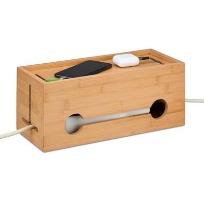 Relaxdays Bamboe kabelgoot voor 2 stekkerdozen, 14 x 34,5 x 14 cm (h x b x d), naturel Relaxdays Bamboe kabelgoot voor 2 stekkerdozen, 14 x 34,5 x 14 cm (h x b x d), naturel