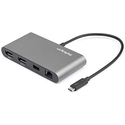 StarTech . com Thunderbolt 3 Mini Dock Draagbaar Dual Monitor Docking, TB3DKM2DPL StarTech . com Thunderbolt 3 Mini Dock Draagbaar Dual Monitor Docking, TB3DKM2DPL