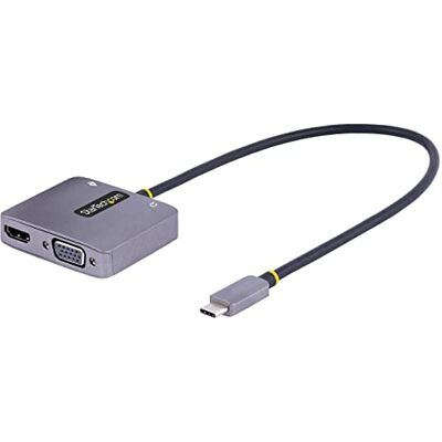StarTech .com USB C naar HDMI VGA Adapter met Audio 3,5 Uitgang, Multiport USB Type C, 4K 60Hz HDR, 100W PD 3.0 Compatibel TB3/4 Reisadapter (122-USBC-HDMI-4K-VGA) StarTech .com USB C naar HDMI VGA Adapter met Audio 3,5 Uitgang, Multiport USB Type C, 4K 60Hz HDR, 100W PD 3.0 Compatibel TB3/4 Reisadapter (122-USBC-HDMI-4K-VGA)