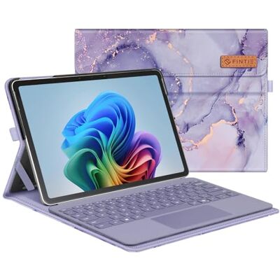 FINTIE Beschermhoes voor Microsoft Surface Pro 12 inch 2025, multipositionele beschermhoes met magneetsluiting, harde achterkant, beschermhoes compatibel met toetsenbord type cover, Lila marmer FINTIE Beschermhoes voor Microsoft Surface Pro 12 inch 2025, multipositionele beschermhoes met magneetsluiting, harde achterkant, beschermhoes compatibel met toetsenbord type cover, Lila marmer