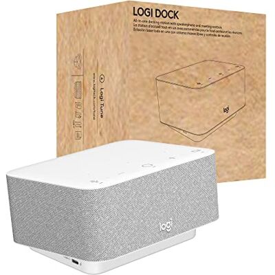 Logitech Logi Dock, alles-in-één USB C dockingstation voor laptop, luidspreker, ruisonderdrukkingsmicrofoons, Bluetooth, HDMI, voor Windows/MacOS, gecertificeerd voor zoom, Google Meet, Google Logitech Logi Dock, alles-in-één USB C dockingstation voor laptop, luidspreker, ruisonderdrukkingsmicrofoons, Bluetooth, HDMI, voor Windows/MacOS, gecertificeerd voor zoom, Google Meet, Google