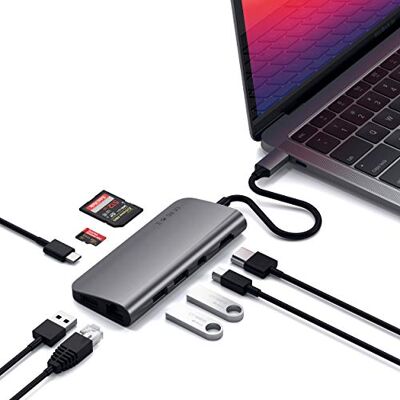 SATECHI Multimedia-adapter hub USB C met HDMI 4K, Mini DisplayPort, PD 60W, Ethernet, USB 3.0, Micro/SD voor MacBook Air/Pro/Neo, laptop, iPad, iPhone, tablet, iPad en meer, spacegrijs SATECHI Multimedia-adapter hub USB C met HDMI 4K, Mini DisplayPort, PD 60W, Ethernet, USB 3.0, Micro/SD voor MacBook Air/Pro/Neo, laptop, iPad, iPhone, tablet, iPad en meer, spacegrijs