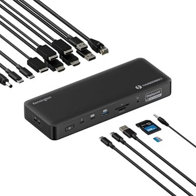 Kensington Thunderbolt 4 Quad 4K EQ SD5920T dockingstation met DisplayLink-technologie, SD- en Micro SD-kaartlezer, oplader 100 W, Ethernet en USB-A en USB-C 3.2-poorten (K35234EU) Kensington Thunderbolt 4 Quad 4K EQ SD5920T dockingstation met DisplayLink-technologie, SD- en Micro SD-kaartlezer, oplader 100 W, Ethernet en USB-A en USB-C 3.2-poorten (K35234EU)