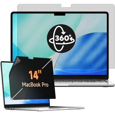 Mamol 360° privacyfilter voor MacBook Pro 14 inch (2021-2026, M1, M2, M3, M4, M5), anti-spionagefilter/blauw licht, privacyscherm, 14,2 inch Mamol 360° privacyfilter voor MacBook Pro 14 inch (2021-2026, M1, M2, M3, M4, M5), anti-spionagefilter/blauw licht, privacyscherm, 14,2 inch