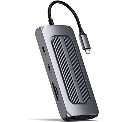 SATECHI 9-in-1 hub USB C MX met HDMI Dual 4K, PD 100W, USB-C Data, USB-A 3.0, Gigabit Ethernet, Micro/SD, audio-aansluiting voor MacBook Air/Pro/Neo, Laptop en meer SATECHI 9-in-1 hub USB C MX met HDMI Dual 4K, PD 100W, USB-C Data, USB-A 3.0, Gigabit Ethernet, Micro/SD, audio-aansluiting voor MacBook Air/Pro/Neo, Laptop en meer