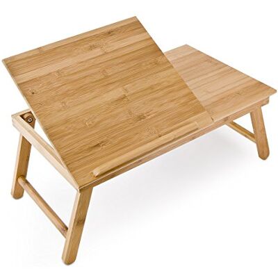 Relaxdays Bamboe bijzettafel, laptoptafel, 24 x 55 x 33 cm, met praktisch pennen- of notitievak, verstelbare computertafel als knietafel en bedtafel van hout, naturel Relaxdays Bamboe bijzettafel, laptoptafel, 24 x 55 x 33 cm, met praktisch pennen- of notitievak, verstelbare computertafel als knietafel en bedtafel van hout, naturel