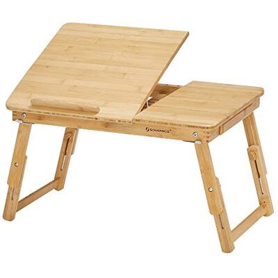 SONGMICS Laptoptafel van bamboe, laptopstandaard, notebooktafel, tafel voor bed, ontbijttablet, in hoogte verstelbaar en inklapbaar, 5 hellingshoeken, kleine lade, naturel LLD01N pour Ordinateur Portable Jusqu’à 15,6 Pouces, Angle et Hauteur Réglables, SONGMICS Laptoptafel van bamboe, laptopstandaard, notebooktafel, tafel voor bed, ontbijttablet, in hoogte verstelbaar en inklapbaar, 5 hellingshoeken, kleine lade, naturel LLD01N pour Ordinateur Portable Jusqu’à 15,6 Pouces, Angle et Hauteur Réglables,