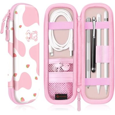 FINTIE Beschermhoes compatibel met Apple Pencil Pro/Pencil (USB-C)/Pencil (2e/1e generatie) – beschermhoes pennenzak voor S Pen/Surface Pen, aardbei koe FINTIE Beschermhoes compatibel met Apple Pencil Pro/Pencil (USB-C)/Pencil (2e/1e generatie) – beschermhoes pennenzak voor S Pen/Surface Pen, aardbei koe