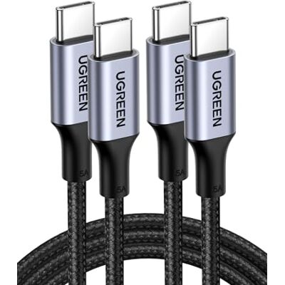 UGREEN 100W USB C naar USB C Kabel 2 Pack 5A/20V USB C Oplaadkabel Compatibel met MacBook Pro/iPad Pro 2020 Galaxy S22 Surface Pro 7,enz. (1M) UGREEN 100W USB C naar USB C Kabel 2 Pack 5A/20V USB C Oplaadkabel Compatibel met MacBook Pro/iPad Pro 2020 Galaxy S22 Surface Pro 7,enz. (1M)