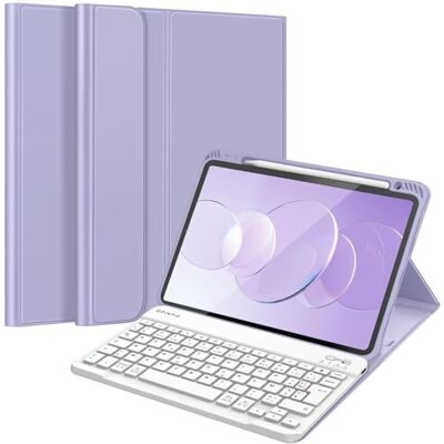 FINTIE Toetsenbord voor iPad Air 11 inch M4/M3/M2 (2026/2025/2024) en iPad Air 5/4 10,9 inch (2022/2020), draadloos AZERTY-toetsenbord, multipositie hoes met penopslag, paars FINTIE Toetsenbord voor iPad Air 11 inch M4/M3/M2 (2026/2025/2024) en iPad Air 5/4 10,9 inch (2022/2020), draadloos AZERTY-toetsenbord, multipositie hoes met penopslag, paars
