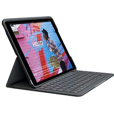 Logitech Slim Folio toetsenbordhoes voor iPad (7e, 8e en 9e generatie) met geïntegreerd draadloos toetsenbord, Italiaanse QWERTY-lay-out grafiet Logitech Slim Folio toetsenbordhoes voor iPad (7e, 8e en 9e generatie) met geïntegreerd draadloos toetsenbord, Italiaanse QWERTY-lay-out grafiet