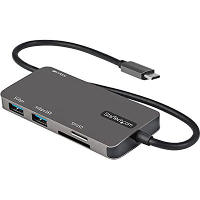 StarTech . com USB-C multiport adapter USB Type C naar HDMI 4K, voeding 100W Passthrough, SD/MicroSD, USB 3-poorts USB 3.0 Hub USB-C Mini Dock Geïntegreerde kabel 30 cm (DKT30CHSDPD) grijs StarTech . com USB-C multiport adapter USB Type C naar HDMI 4K, voeding 100W Passthrough, SD/MicroSD, USB 3-poorts USB 3.0 Hub USB-C Mini Dock Geïntegreerde kabel 30 cm (DKT30CHSDPD) grijs
