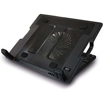 ACT AC8110 17 inch laptopventilator, in hoogte verstelbare standaard (5 ergonomische posities), 1 stille bureauventilator, USB-poort ACT AC8110 17 inch laptopventilator, in hoogte verstelbare standaard (5 ergonomische posities), 1 stille bureauventilator, USB-poort