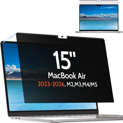 Mamol Magnetische privacyfilter voor MacBook Air 15 inch (2023-2025, M2 M3 M4), anti-spion/anti-blauwlichtfilter, privacy, afneembare schermbescherming voor MacBook Air M4 2025 Mamol Magnetische privacyfilter voor MacBook Air 15 inch (2023-2025, M2 M3 M4), anti-spion/anti-blauwlichtfilter, privacy, afneembare schermbescherming voor MacBook Air M4 2025