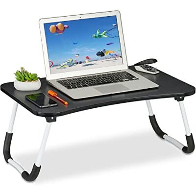 Relaxdays Laptoptafel voor bed en bank, 26 x 63 x 40 cm, inklapbaar, MDF, ijzer, zwart Relaxdays Laptoptafel voor bed en bank, 26 x 63 x 40 cm, inklapbaar, MDF, ijzer, zwart