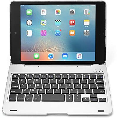 QYiiD QYiD Toetsenbordhoes voor iPad Mini 5/Mini 4, Bluetooth-toetsenbord met 130° Smart Folio harde achterkant, ultradun, automatische wekker- en slaapmodus voor iPad Mini 5/iPad Mini 4. Zilver QYiiD QYiD Toetsenbordhoes voor iPad Mini 5/Mini 4, Bluetooth-toetsenbord met 130° Smart Folio harde achterkant, ultradun, automatische wekker- en slaapmodus voor iPad Mini 5/iPad Mini 4. Zilver
