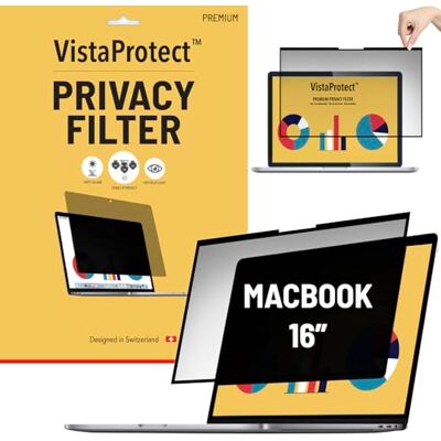 VistaProtect Privacyfilter & Premium Magnetisch Blauw Lichtfilter. 2-in-1 Beschermfolie compatibel met Apple MacBook Pro 16 M1/M3/M4/M5 (2021+) VistaProtect Privacyfilter & Premium Magnetisch Blauw Lichtfilter. 2-in-1 Beschermfolie compatibel met Apple MacBook Pro 16 M1/M3/M4/M5 (2021+)
