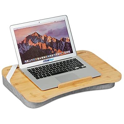 Relaxdays Laptopkussen, bamboe, traagschuim kussen, 51 x 36 cm (b x d): draaggreep, bed- en bankkussenlade, natuur/grijs Relaxdays Laptopkussen, bamboe, traagschuim kussen, 51 x 36 cm (b x d): draaggreep, bed- en bankkussenlade, natuur/grijs
