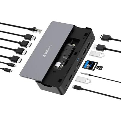 Verbatim 15-poorts USB-C Pro dockingstation met CDS-15S SSD-slot Verbatim 15-poorts USB-C Pro dockingstation met CDS-15S SSD-slot