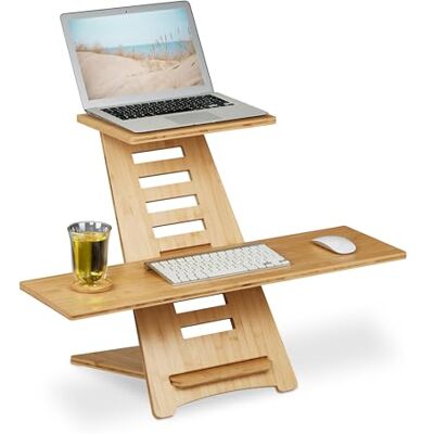 Relaxdays PC-bureaustandaard, voetenwerkhulp, laptopstandaard, 2 planken, verstelbaar, naturel, 77,5 x 80 x 57 cm Relaxdays PC-bureaustandaard, voetenwerkhulp, laptopstandaard, 2 planken, verstelbaar, naturel, 77,5 x 80 x 57 cm