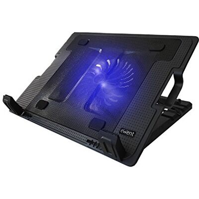 Ewent EW1258 laptopkoeler, 12-17 inch, 1 ventilator met blauwe leds, 2 USB-poorten, koelpad, notebookcooler standaard, koelpad, koelmat, zwart Ewent EW1258 laptopkoeler, 12-17 inch, 1 ventilator met blauwe leds, 2 USB-poorten, koelpad, notebookcooler standaard, koelpad, koelmat, zwart