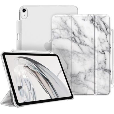 FINTIE Hoes voor iPad Air 4.Generatie 2020 10.9" met Pen houder (Ondersteunt 2e generatie potlood, draadloze oplaadfunctie) Ultradun Case Cover met Transparante Achterkant, Auto Wekken/Slapen, Marmer Wit (2026/2025/2024/2022/2020), Rangement de Stylet, FINTIE Hoes voor iPad Air 4.Generatie 2020 10.9" met Pen houder (Ondersteunt 2e generatie potlood, draadloze oplaadfunctie) Ultradun Case Cover met Transparante Achterkant, Auto Wekken/Slapen, Marmer Wit (2026/2025/2024/2022/2020), Rangement de Stylet,