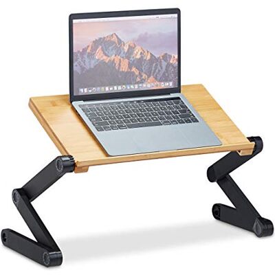 Relaxdays Laptopstandaard van bamboe en aluminium, in hoogte verstelbaar, 47,5 x 60 x 26 cm, naturel Relaxdays Laptopstandaard van bamboe en aluminium, in hoogte verstelbaar, 47,5 x 60 x 26 cm, naturel