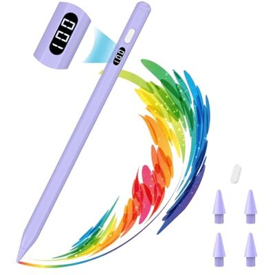 MoKo Stylus Pen voor iPad 2018-2025, USB-C Fast Charging Pencil met LED Power Display Tilt Sensitivity voor Apple iPad A16/11/10/9/8/7/6, Air 7/6/5/4/3/M3/M2, Pro 13"/12,9"/11"/M4, Mini 7/6/5, Paars Tilt Sensitivity,Palm Rejection,Compatible Apple iPad MoKo Stylus Pen voor iPad 2018-2025, USB-C Fast Charging Pencil met LED Power Display Tilt Sensitivity voor Apple iPad A16/11/10/9/8/7/6, Air 7/6/5/4/3/M3/M2, Pro 13"/12,9"/11"/M4, Mini 7/6/5, Paars Tilt Sensitivity,Palm Rejection,Compatible Apple iPad