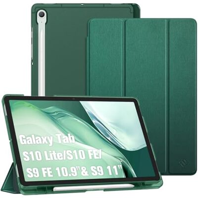 FINTIE Beschermhoes voor Samsung Galaxy Tab S10 Lite 10,9 inch 2025 en met S Pen penhouder, dun, licht, matte achterkant, transparant, met automatische wekker, donkergroen FINTIE Beschermhoes voor Samsung Galaxy Tab S10 Lite 10,9 inch 2025 en met S Pen penhouder, dun, licht, matte achterkant, transparant, met automatische wekker, donkergroen