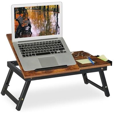 Relaxdays Opvouwbare bedtafel van bamboe, voor laptop, in hoogte verstelbaar, donkerbruin/zwart Relaxdays Opvouwbare bedtafel van bamboe, voor laptop, in hoogte verstelbaar, donkerbruin/zwart