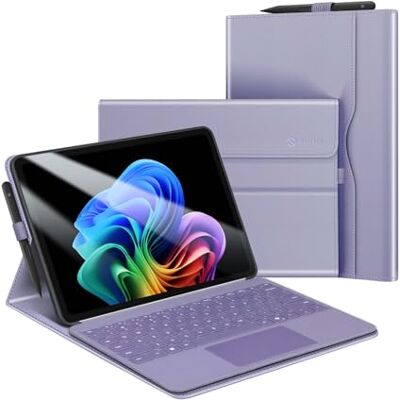 FINTIE Beschermhoes voor Microsoft Surface Pro 12 inch (2025) TPU achterkant met vak en penhouder, compatibel met toetsenbord type cover (lila) FINTIE Beschermhoes voor Microsoft Surface Pro 12 inch (2025) TPU achterkant met vak en penhouder, compatibel met toetsenbord type cover (lila)