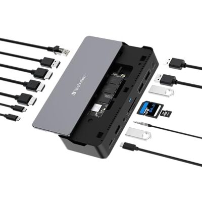 Verbatim 15-poorts USB-C PRO dockingstation met CDS-15SSD inbegrepen Verbatim 15-poorts USB-C PRO dockingstation met CDS-15SSD inbegrepen