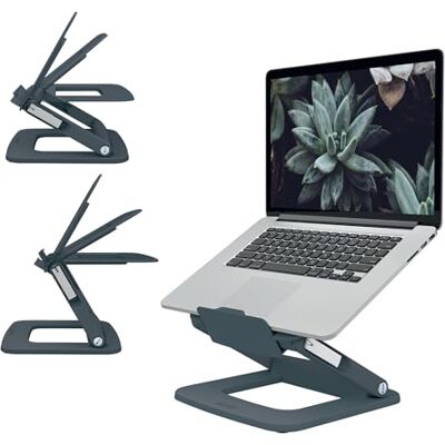 Leitz Laptopstandaard met meerdere hoeken, in hoogte en hoek in 6 standen verstelbaar, gemaakt van 80% gerecycled en 100% recyclebaar kunststof, Ergo-serie, donkergrijs, 64240089 Leitz Laptopstandaard met meerdere hoeken, in hoogte en hoek in 6 standen verstelbaar, gemaakt van 80% gerecycled en 100% recyclebaar kunststof, Ergo-serie, donkergrijs, 64240089