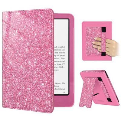 FINTIE Beschermhoes voor Kindle Paperwhite (12e generatie) en Kindle Colorsoft/Paperwhite Signature Edition 2025/2024, met standaard en polsband en automatische slaap-/waakfunctie, glitterroze FINTIE Beschermhoes voor Kindle Paperwhite (12e generatie) en Kindle Colorsoft/Paperwhite Signature Edition 2025/2024, met standaard en polsband en automatische slaap-/waakfunctie, glitterroze