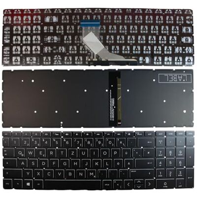 Power4Laptops Clavier allemand rétroéclairé noir et blanc de rechange pour ordinateur portable HP Home 15-da0334TX Power4Laptops Clavier allemand rétroéclairé noir et blanc de rechange pour ordinateur portable HP Home 15-da0334TX