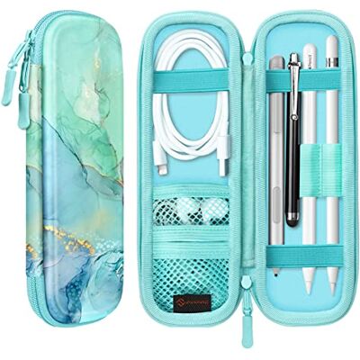 FINTIE Hoes Compatibel met Apple Pencil (1e / 2e Generatie) Kunstlederen Pennenhouder voor Samsung, Huawei, Surface Pro Stylus Pen tas Beschermhoes met Opbergvak voor S Pen en USB-kabel, (Z-Emerald Marmerald) FINTIE Hoes Compatibel met Apple Pencil (1e / 2e Generatie) Kunstlederen Pennenhouder voor Samsung, Huawei, Surface Pro Stylus Pen tas Beschermhoes met Opbergvak voor S Pen en USB-kabel, (Z-Emerald Marmerald)