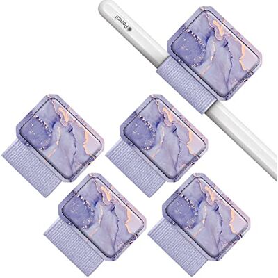 FINTIE Set van 4 zelfklevende pennenhouders voor Apple Pencil en Stylus Pen Loop Holder voor notitieboeken, kalender, tablet, map, marmer lila FINTIE Set van 4 zelfklevende pennenhouders voor Apple Pencil en Stylus Pen Loop Holder voor notitieboeken, kalender, tablet, map, marmer lila