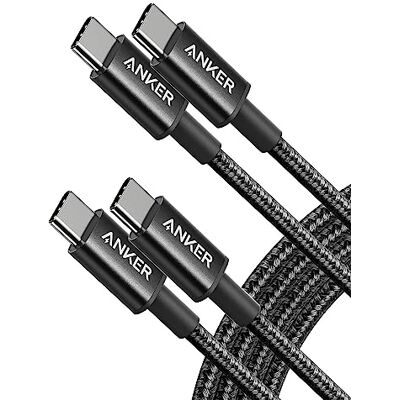 Anker Nieuwe nylon USB-C naar USB-C laadkabel 1,8 m lengte, dubbelpak, met Power Delivery voor MacBook Pro 2020, iPad Pro 2020, Galaxy S20, Switch, Pixel, LG en USB-C opladers (zwart) Anker Nieuwe nylon USB-C naar USB-C laadkabel 1,8 m lengte, dubbelpak, met Power Delivery voor MacBook Pro 2020, iPad Pro 2020, Galaxy S20, Switch, Pixel, LG en USB-C opladers (zwart)