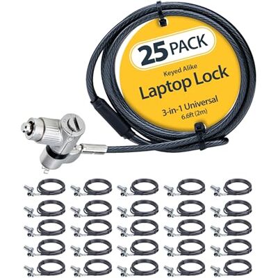 StarTech .com 25 stuks universele laptopsloten van 2 m, identieke sleutel, compatibel met Noble Wedge/Nano/K-slot StarTech .com 25 stuks universele laptopsloten van 2 m, identieke sleutel, compatibel met Noble Wedge/Nano/K-slot