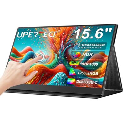 UPERFECT Draagbaar touchscreen, 15,6 inch, 125% sRGB, draagbaar, mat 10-punts touchscreen voor laptop, Dual USB-C, VESA en smart case, ultradun reisscherm voor UPERFECT Draagbaar touchscreen, 15,6 inch, 125% sRGB, draagbaar, mat 10-punts touchscreen voor laptop, Dual USB-C, VESA en smart case, ultradun reisscherm voor