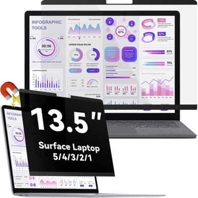 Protescreen Magnetische privacyfilter compatibel met Surface Laptop 5/4/3/2/1 13,5 inch verwijderbare anti-verblinding laptop laptop privacybescherming zwart Protescreen Magnetische privacyfilter compatibel met Surface Laptop 5/4/3/2/1 13,5 inch verwijderbare anti-verblinding laptop laptop privacybescherming zwart