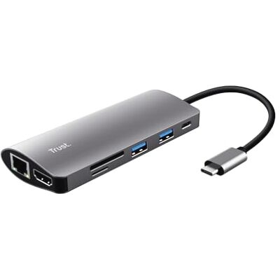 Trust Dalyx 7-in-1 USB-C multipoortadapter, 2x USB-A, HDMI, Ethernet, Micro SD, SD-kaartpoorten, pc, MacBook, Chromebook, laptop Trust Dalyx 7-in-1 USB-C multipoortadapter, 2x USB-A, HDMI, Ethernet, Micro SD, SD-kaartpoorten, pc, MacBook, Chromebook, laptop
