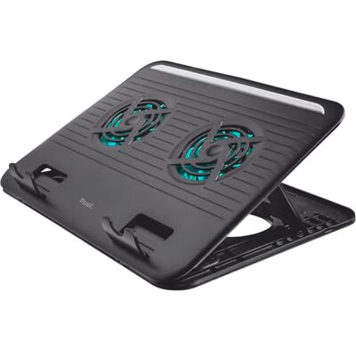 Trust Cyclone 16 inch laptopstandaard, 2 koelventilatoren, verhoging met USB-ventilator en in hoogte verstelbaar, 8 niveaus, geventileerde laptopstandaard, MacBook Trust Cyclone 16 inch laptopstandaard, 2 koelventilatoren, verhoging met USB-ventilator en in hoogte verstelbaar, 8 niveaus, geventileerde laptopstandaard, MacBook