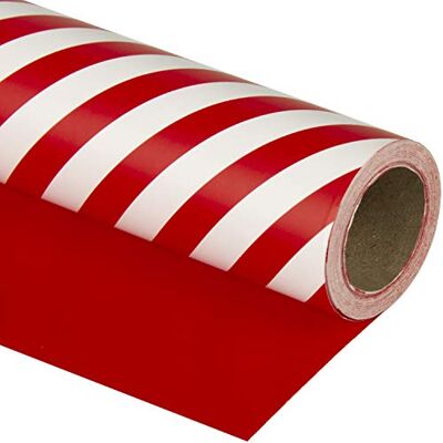 WRAPAHOLIC Omkeerbaar cadeaupapier, motief rode strepen voor verjaardag, vakantie, bruiloft, babyshower, 76,2 cm x 10 m WRAPAHOLIC Omkeerbaar cadeaupapier, motief rode strepen voor verjaardag, vakantie, bruiloft, babyshower, 76,2 cm x 10 m