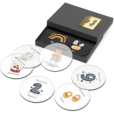 Bl4ckPrint 20 stuks plexiglaskaarten voor baby's in het Duits, ronde glazen kaart met persoonlijke geschenkdoos, cadeau voor de geboorte van de moeder, inclusief geschenkdoos Bl4ckPrint 20 stuks plexiglaskaarten voor baby's in het Duits, ronde glazen kaart met persoonlijke geschenkdoos, cadeau voor de geboorte van de moeder, inclusief geschenkdoos