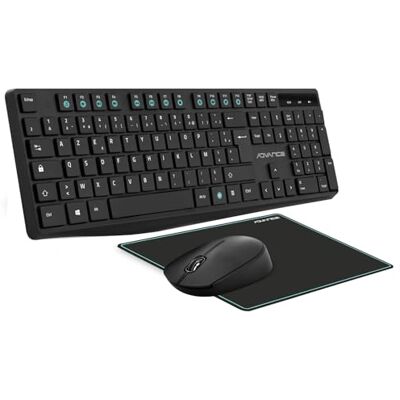 AD ADVANCE Advance Elite Wireless Combo Draadloze Muistoetsenbordset + Mat Bureauset voor PC/Laptop Ergonomisch Toetsenbord Optische Muis 1600 DPI en Stil Wiel Antislipmat AD ADVANCE Advance Elite Wireless Combo Draadloze Muistoetsenbordset + Mat Bureauset voor PC/Laptop Ergonomisch Toetsenbord Optische Muis 1600 DPI en Stil Wiel Antislipmat