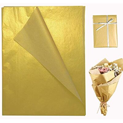 OTMVicor 50 vellen metallic goud cadeaupapier 35,6 x 50,8 cm voor bruiloft, verjaardag, jubileum, Valentijnsdag decoratie OTMVicor 50 vellen metallic goud cadeaupapier 35,6 x 50,8 cm voor bruiloft, verjaardag, jubileum, Valentijnsdag decoratie