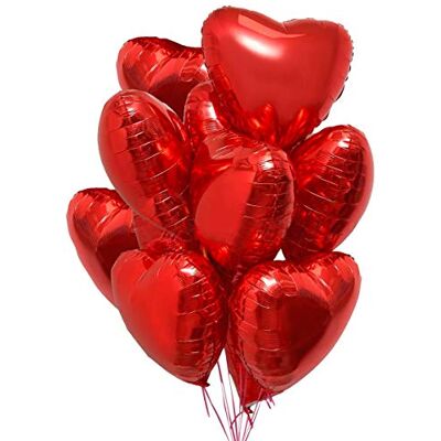 Jonami 25 hartvormige rode heliumballonnen, romantische decoratie voor Valentijnsdag, decoratie voor verloving en bruiloft Jonami 25 hartvormige rode heliumballonnen, romantische decoratie voor Valentijnsdag, decoratie voor verloving en bruiloft