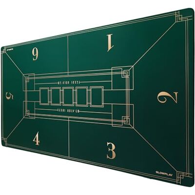 SLOWPLAY Texas Hold'em Pokermat, 120 x 70 cm, draagbaar pokertafelblad met Fluwelen oppervlak; antislip rubberen basis; genaaide randen; licht en gemakkelijk mee te nemen; art deco SLOWPLAY Texas Hold'em Pokermat, 120 x 70 cm, draagbaar pokertafelblad met Fluwelen oppervlak; antislip rubberen basis; genaaide randen; licht en gemakkelijk mee te nemen; art deco