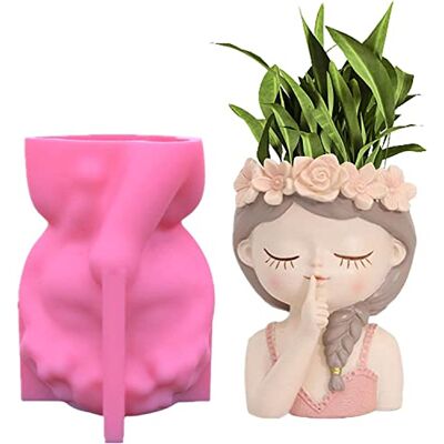 RZXBB Bloempot Siliconen Vorm Vaas Epoxyhars Mal 3D Betonnen Mal Succulent Meisje Hoofd Hars Mould Ambachten (A) RZXBB Bloempot Siliconen Vorm Vaas Epoxyhars Mal 3D Betonnen Mal Succulent Meisje Hoofd Hars Mould Ambachten (A)